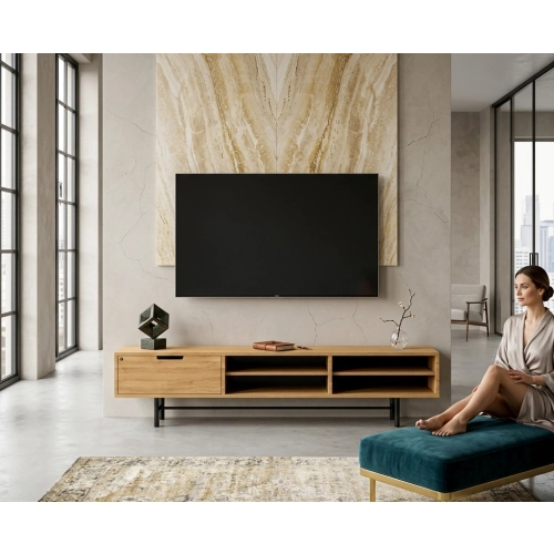 Szafka RTV-56 Drewno Lite Dąb Loft Lakier Rozmiary od 100 cm do 200 cm PREMIUM